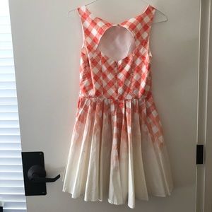 LC Peach Checkered Dress with Back Cut Out (sz 8)